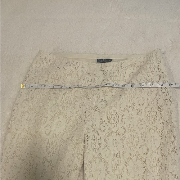 Vintage KORS Cream Lace Flare Pants • Boho Bridal Festival Statement Pants - Picture 7 of 12